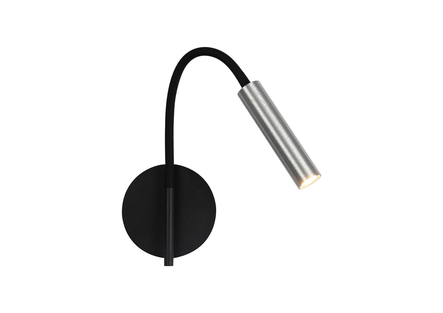 Clifton Wall Lamp, 1 Light Adjustable Switched, 1 x 5W LED, 3000K, 311lm, Black and Aluminium, 3yrs Warranty
