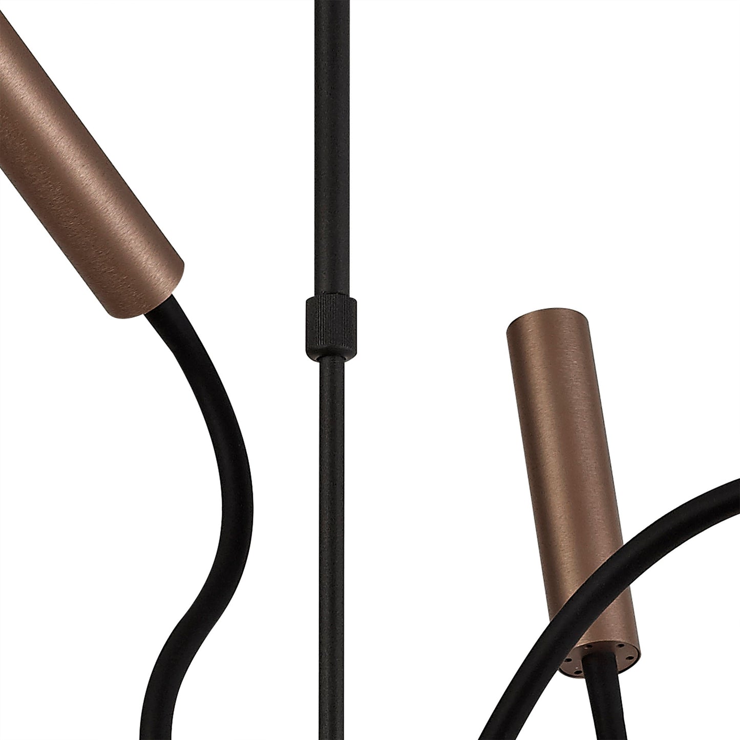 Clifton Sputnik Pendant, 9 Light Adjustable Arms, 9 x 4W LED Dimmable, 3000K, 2250lm, Black and Satin Copper, 3yrs Warranty