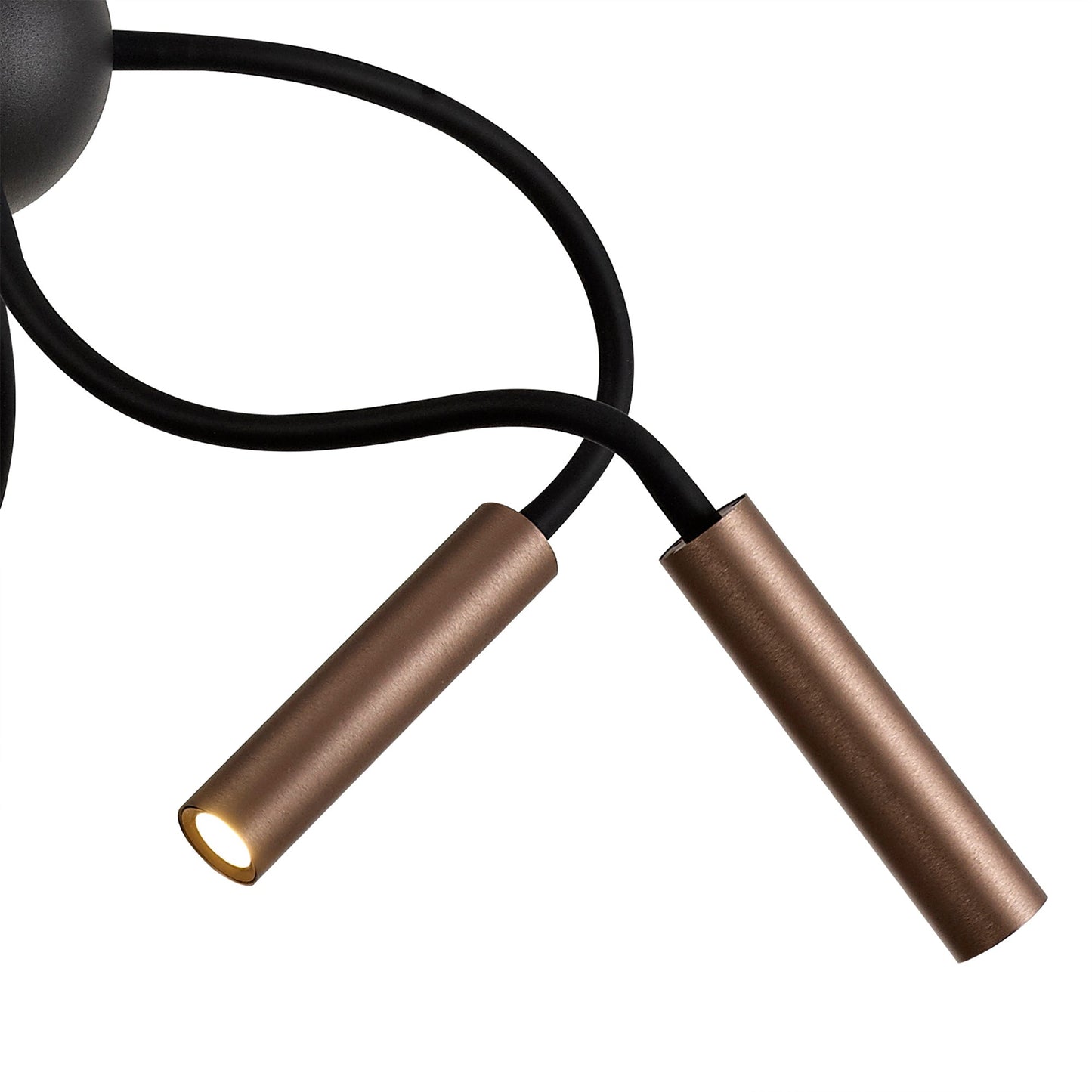 Clifton Sputnik Pendant, 9 Light Adjustable Arms, 9 x 4W LED Dimmable, 3000K, 2250lm, Black and Satin Copper, 3yrs Warranty