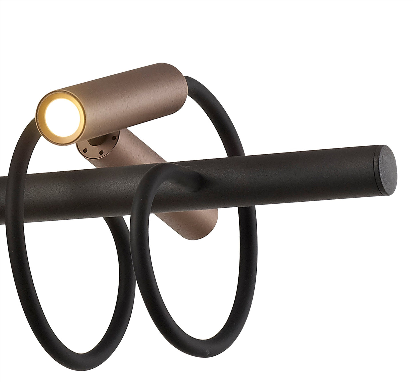 Clifton Linear Pendant, 8 Light Adjustable Arms, 8 x 4W LED Dimmable, 3000K, 2000lm, Black and Satin Copper, 3yrs Warranty