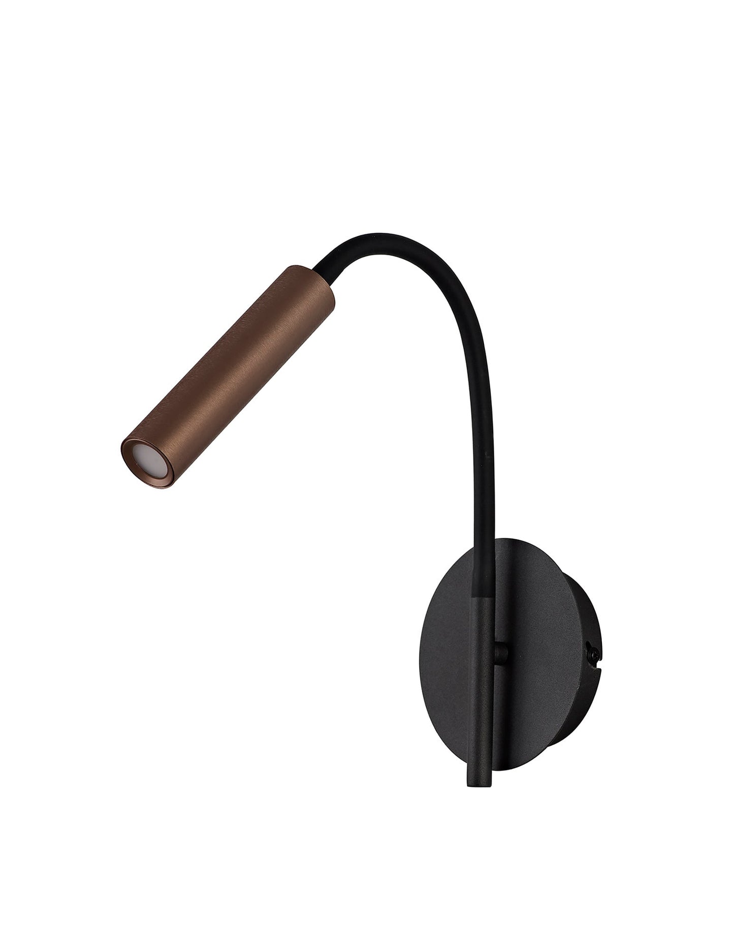 Clifton Wall Lamp, 1 Light Adjustable Switched, 1 x 5W LED, 3000K, 311lm, Black and Satin Copper, 3yrs Warranty