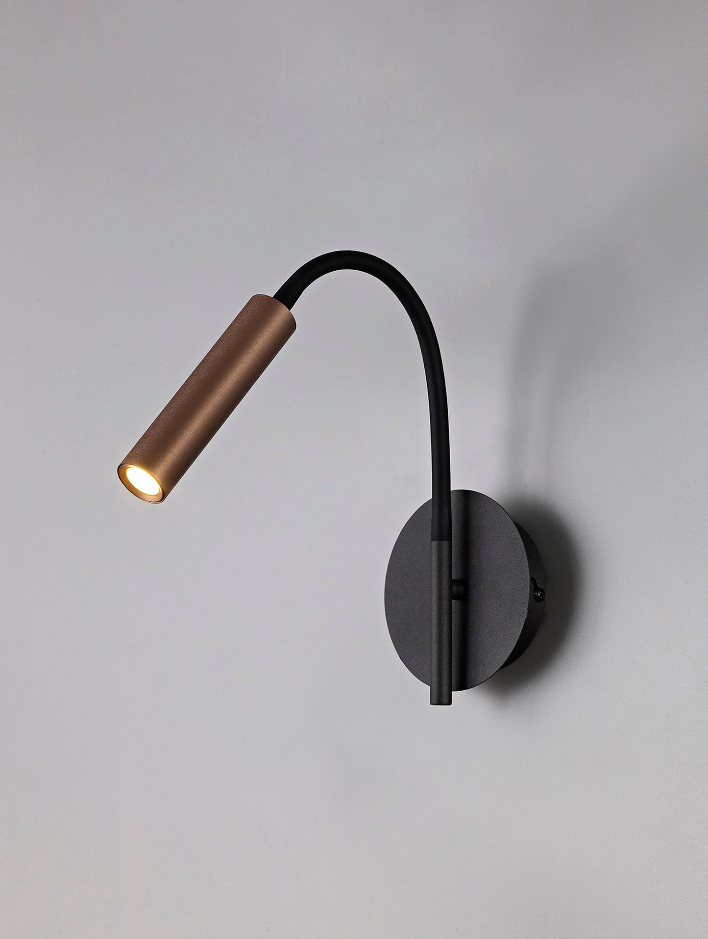 Clifton Wall Lamp, 1 Light Adjustable Switched, 1 x 5W LED, 3000K, 311lm, Black and Satin Copper, 3yrs Warranty