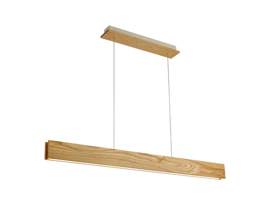 Clutton Linear Pendant , 2 x 20W LED, 3000K, 1662lm, Oak, Matt White, 3yrs Warranty