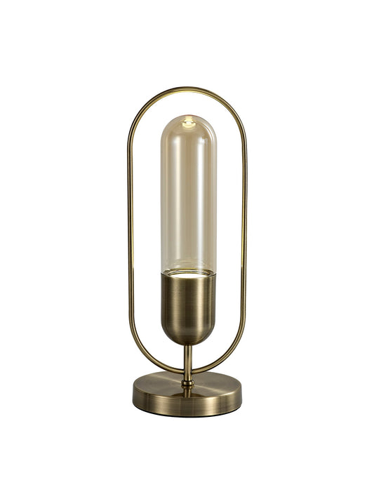 Cranford Table Lamp, 1 x 7W LED, 4000K, 790lm, Antique Brass and Amber, 3yrs Warranty 2