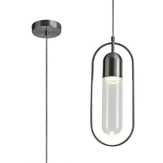 Cranford Pendant, 1 x 7W LED, 4000K, 790lm, Satin Nickel and Clear, 3yrs Warranty 2