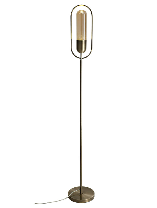 Cranford Floor Lamp, 1 x 7W LED, 4000K, 790lm, Antique Brass and Amber, 3yrs Warranty 2