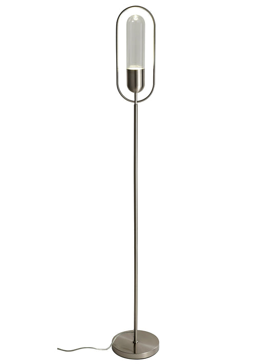 Cranford Floor Lamp, 1 x 7W LED, 4000K, 790lm, Satin Nickel and Clear, 3yrs Warranty 2