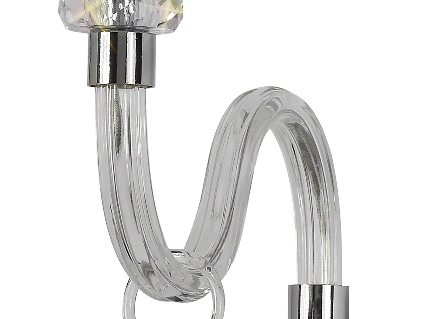 Damson Wall Lamp, 1 Light E14, Polished Chrome and Clear Glass and Crystal