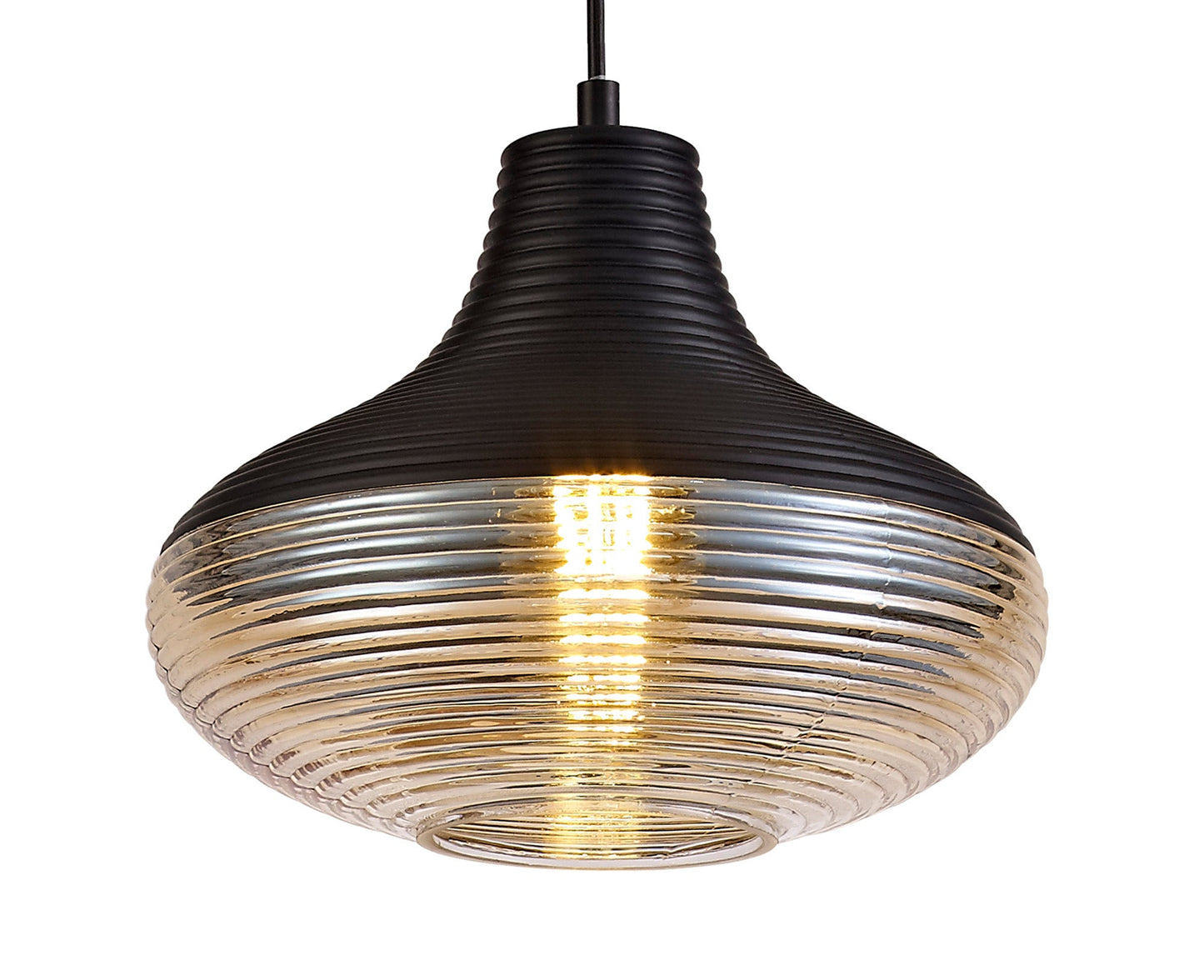 Didsbury Single Vase Pendant 1 Light E27, Black and Amber Glass