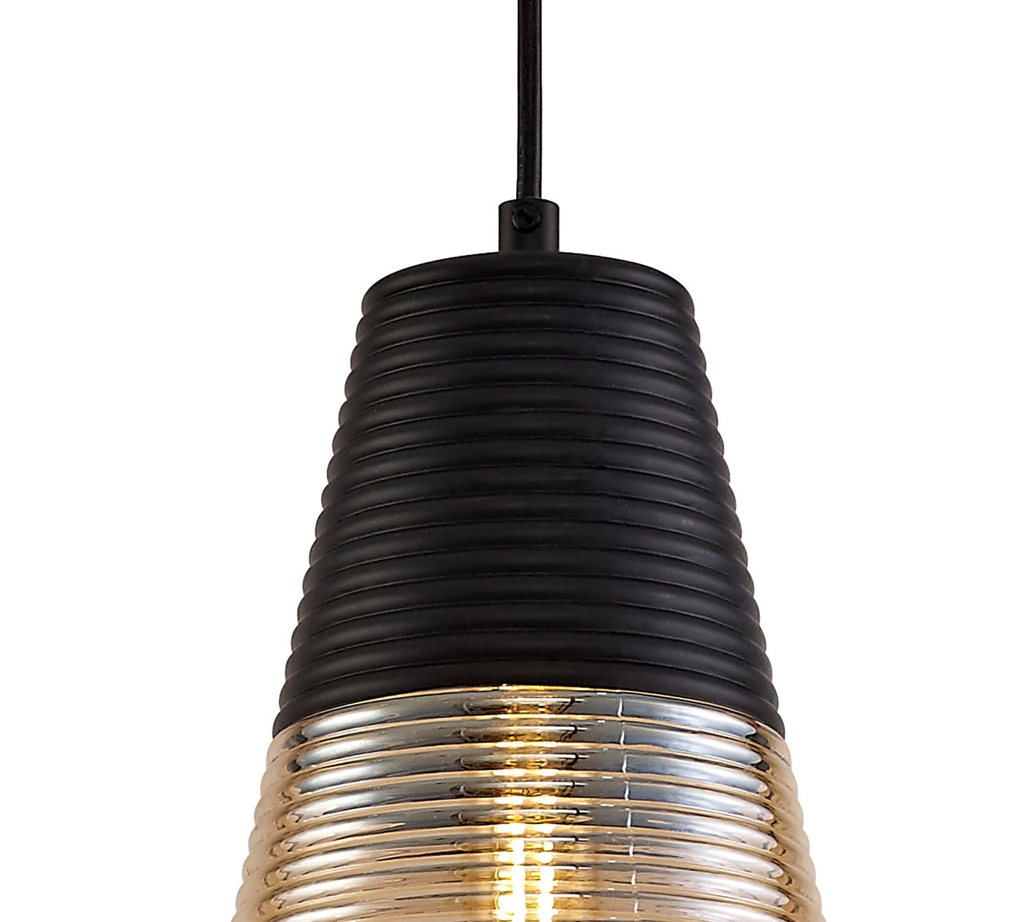 Didsbury Single Cone Pendant 1 Light E27, Black and Amber Glass