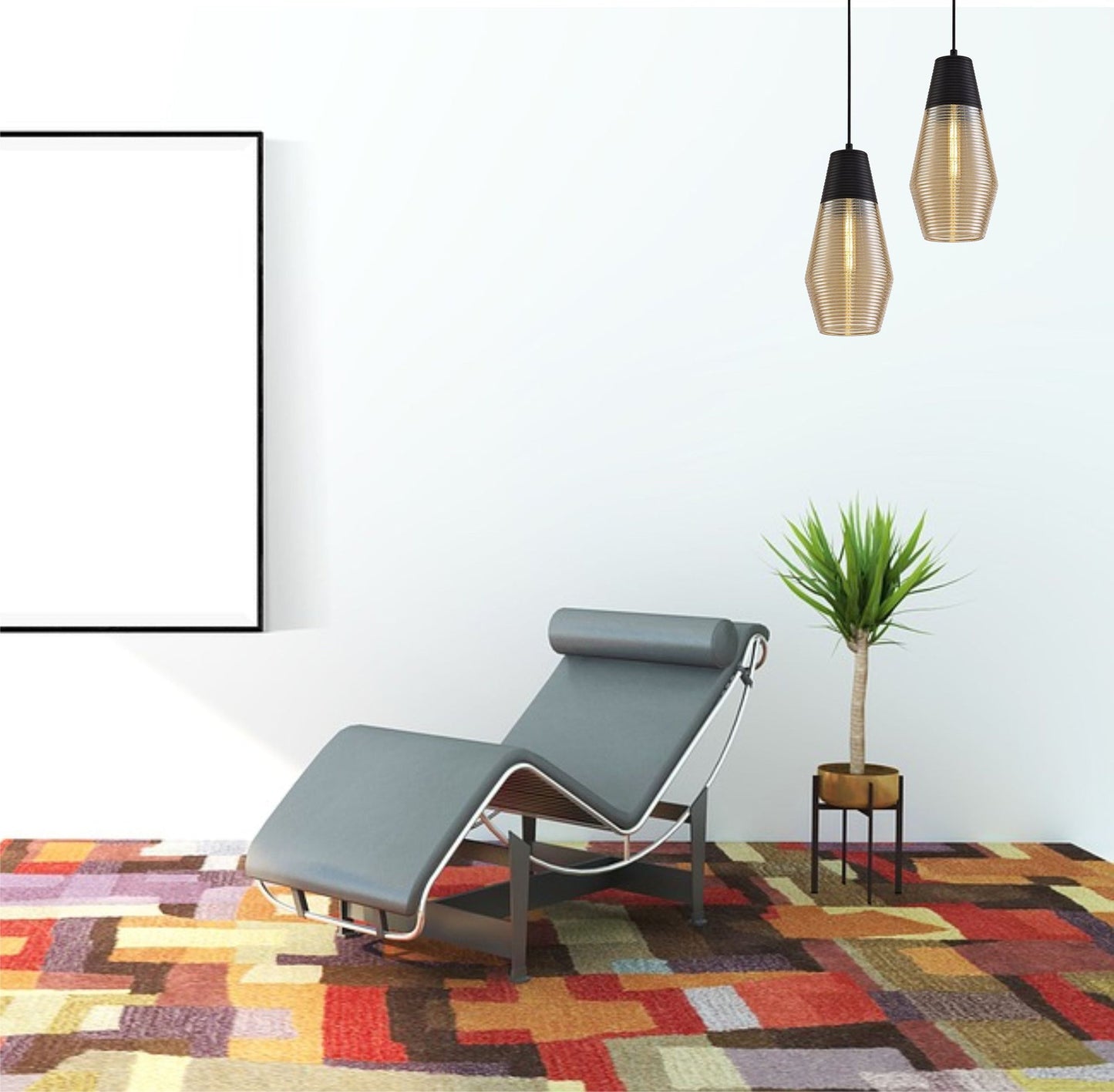 Didsbury Single Cone Pendant 1 Light E27, Black and Amber Glass