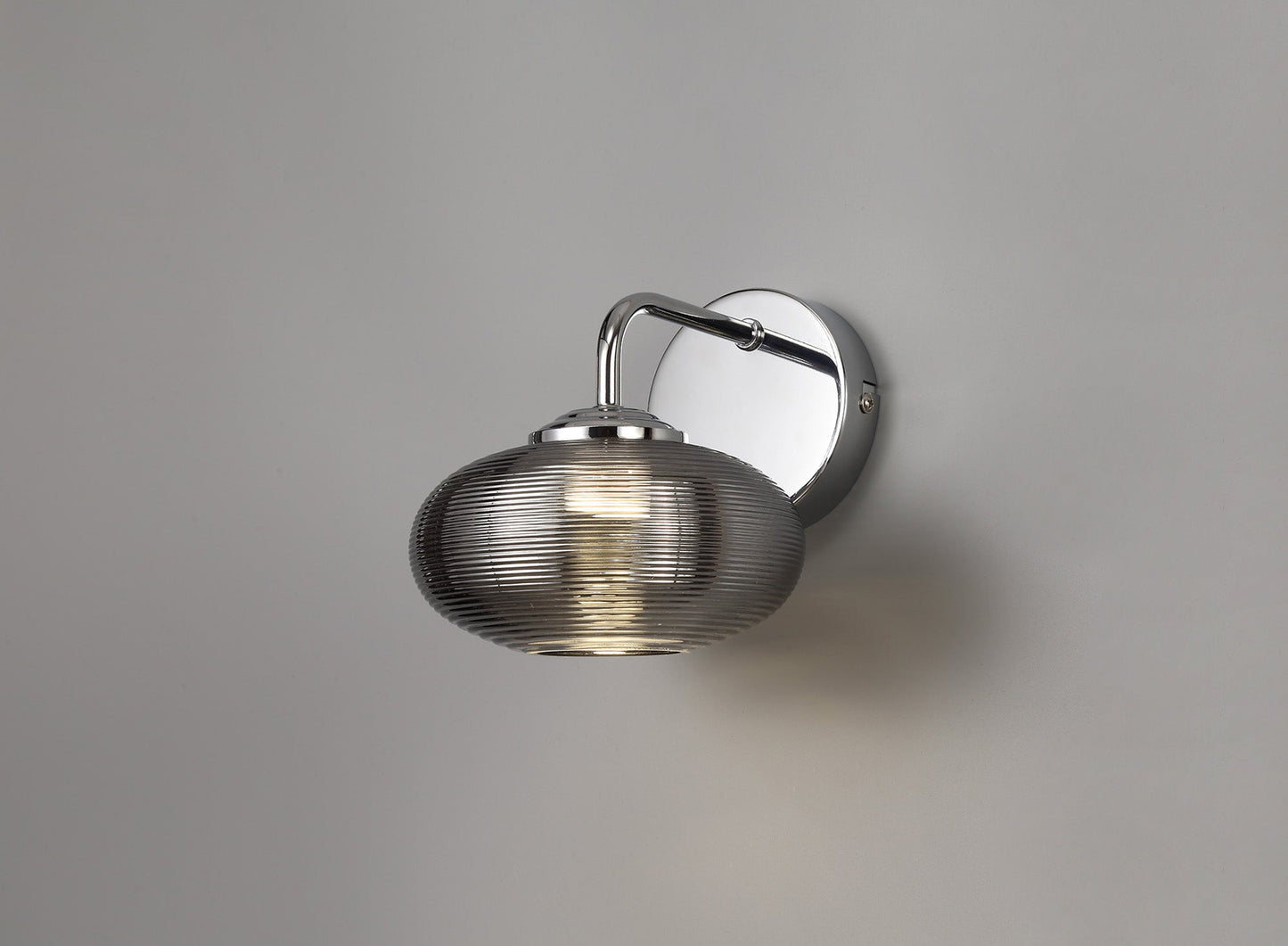 Dingle Wall Lamp Switched, 1 x 8W LED, 4000K, Smoked and Polished Chrome, 3yrs Warranty