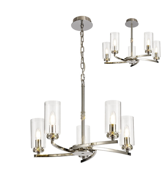 Disley Pendant and Semi Ceiling, 5 x E14, Polished Nickel