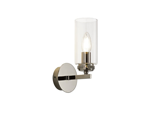 Disley Wall Lamp Switched, 1 x E14, Polished Nickel