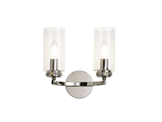 Disley Wall Lamp Switched, 2 x E14, Polished Nickel