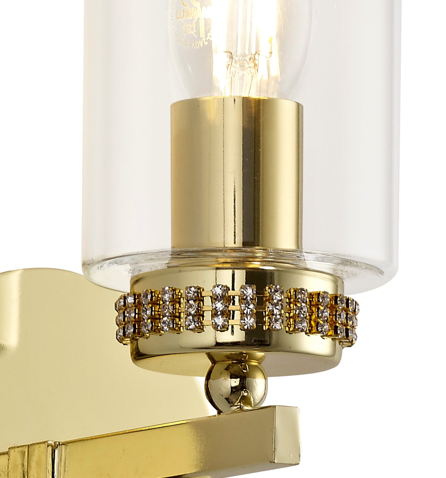 Disley Wall Lamp Switched, 1 x E14, Polished Gold