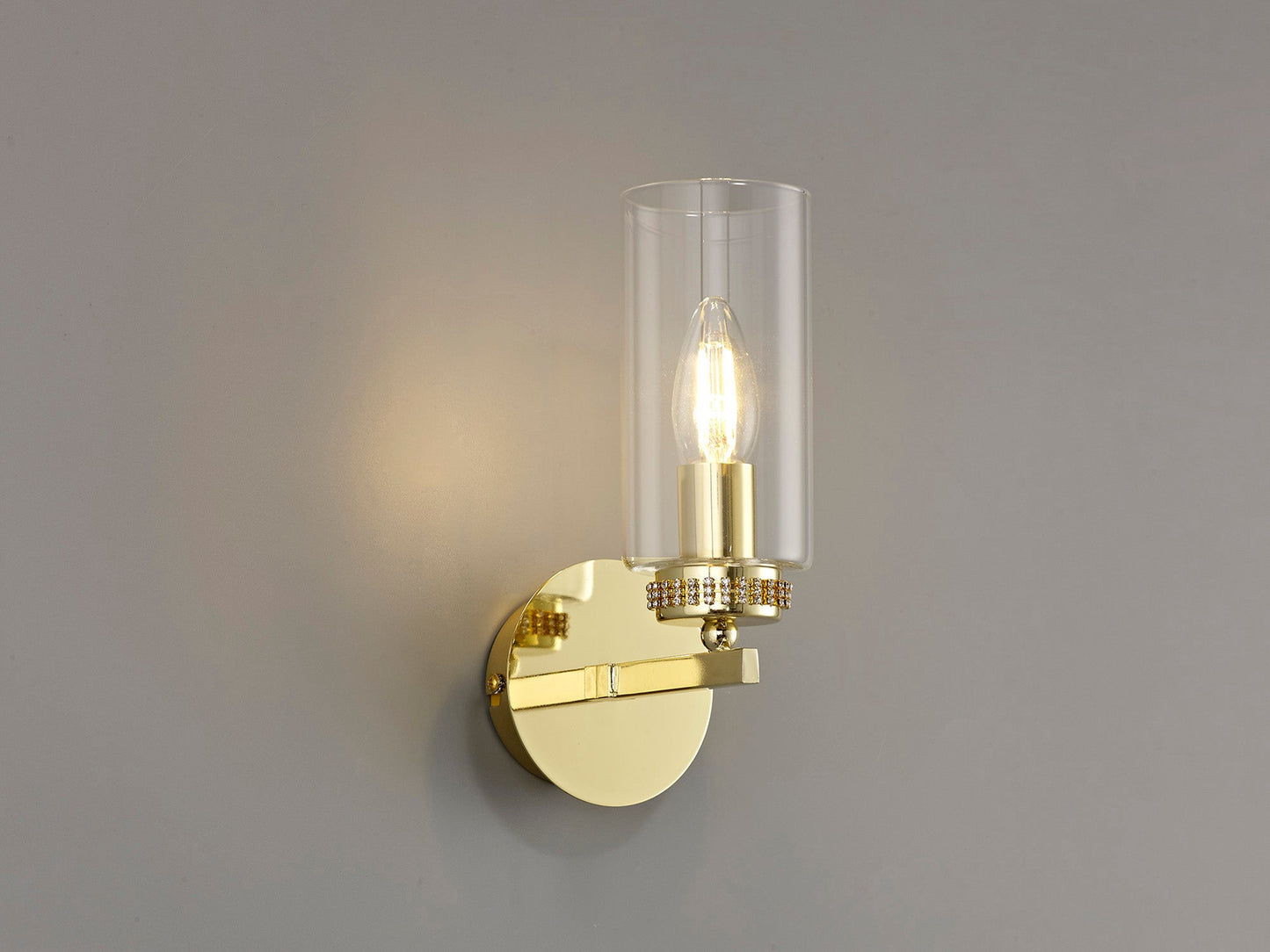 Disley Wall Lamp Switched, 1 x E14, Polished Gold