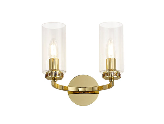 Disley Wall Lamp Switched, 2 x E14, Polished Gold