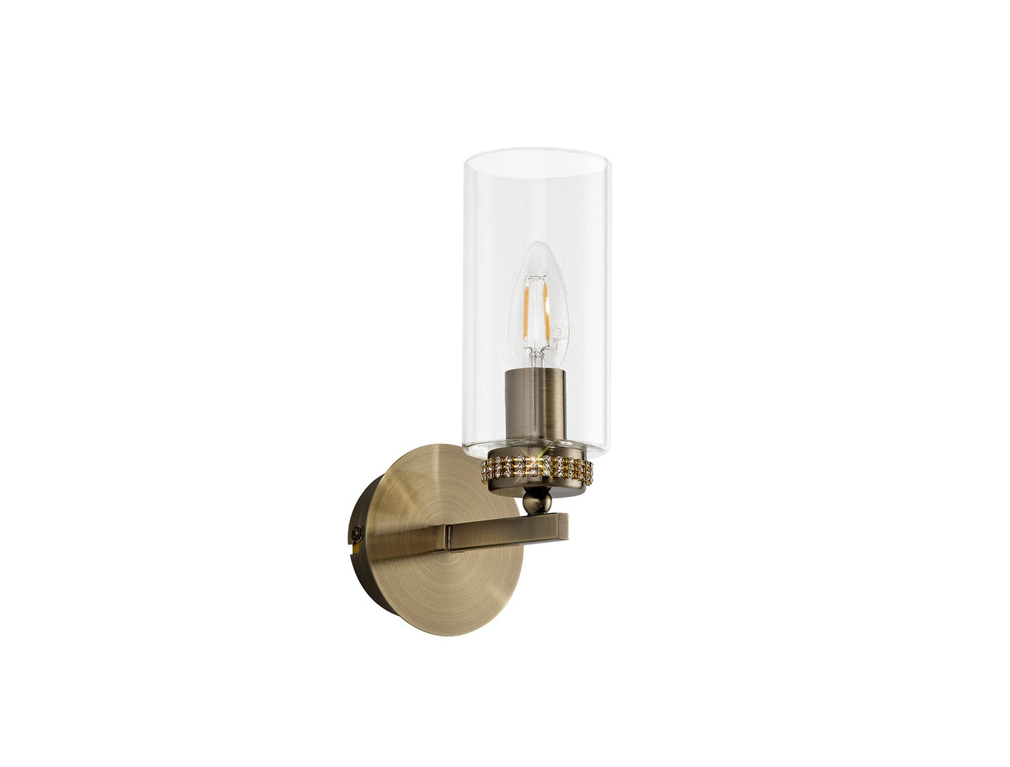 Disley Wall Lamp Switched, 1 x E14, Antique Brass