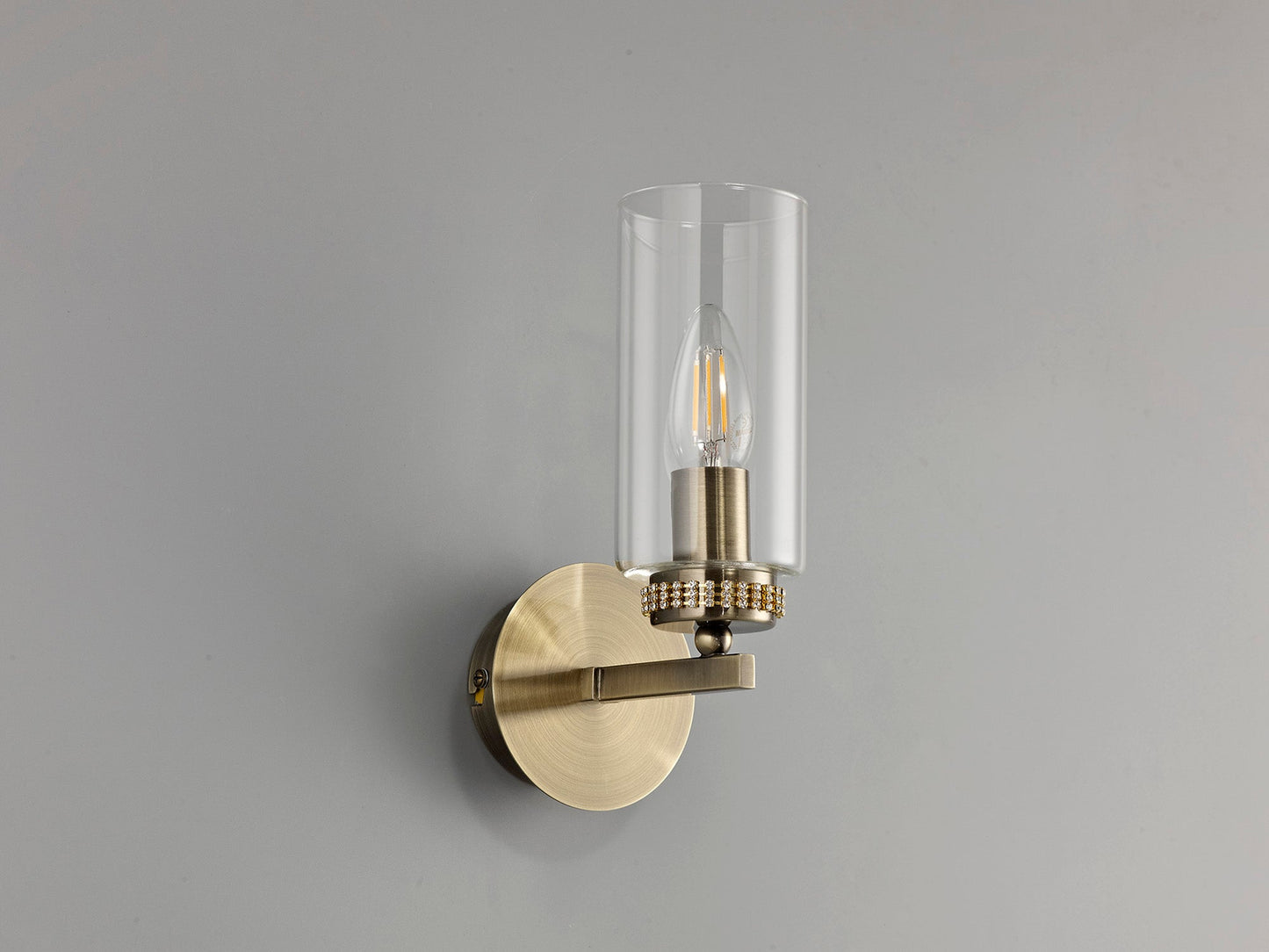 Disley Wall Lamp Switched, 1 x E14, Antique Brass