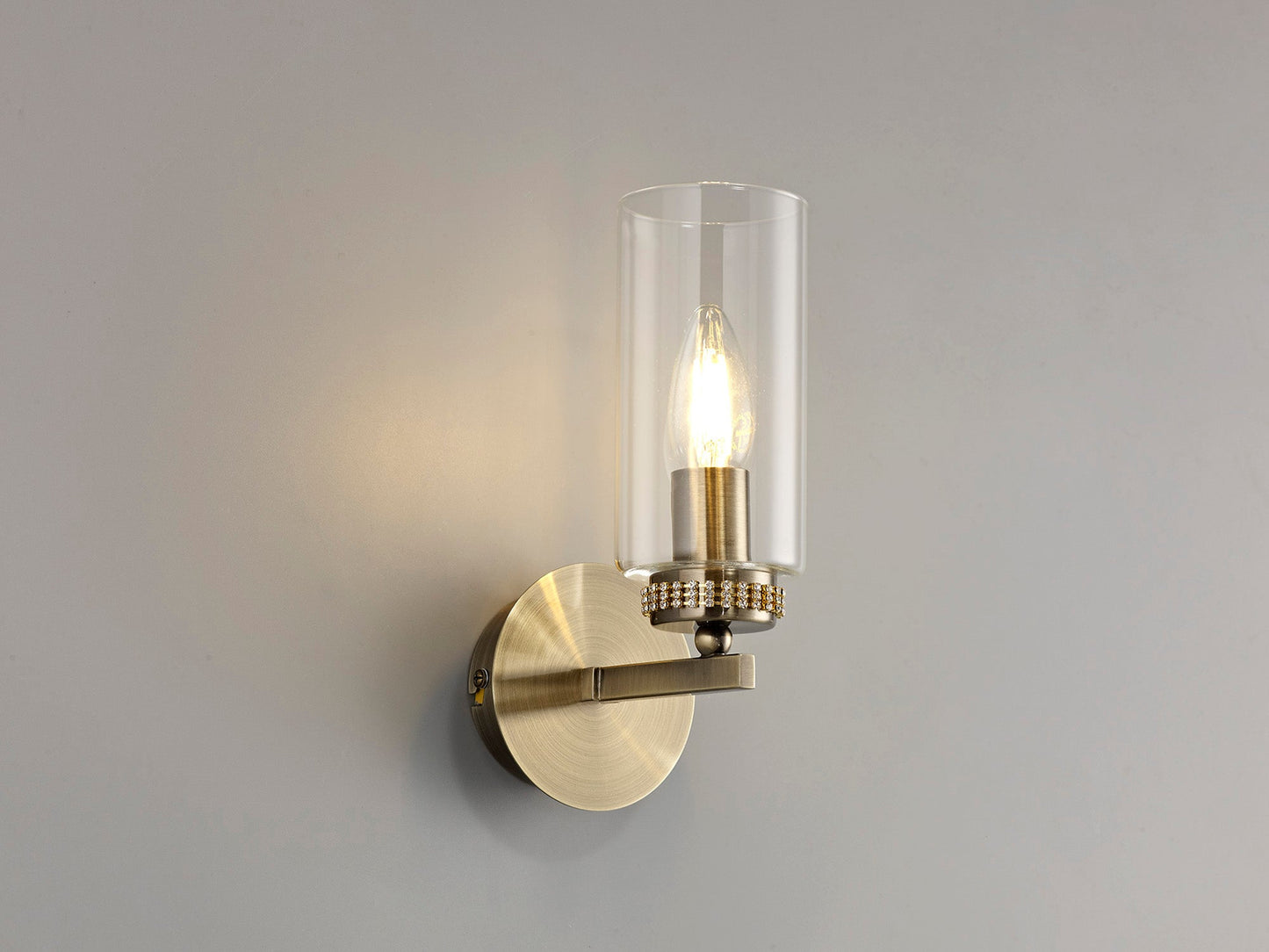 Disley Wall Lamp Switched, 1 x E14, Antique Brass