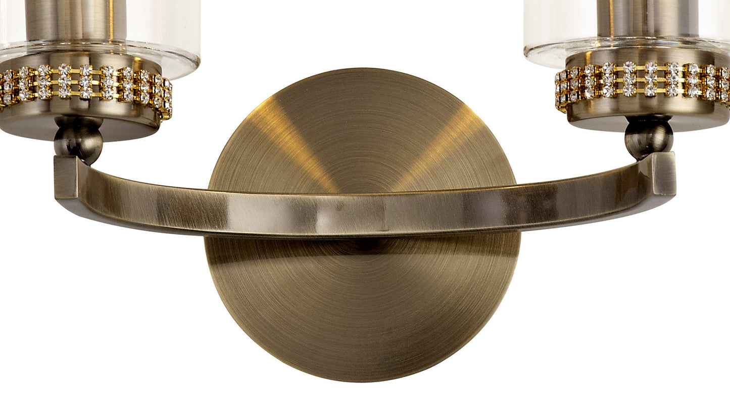 Disley Wall Lamp Switched, 2 x E14, Antique Brass