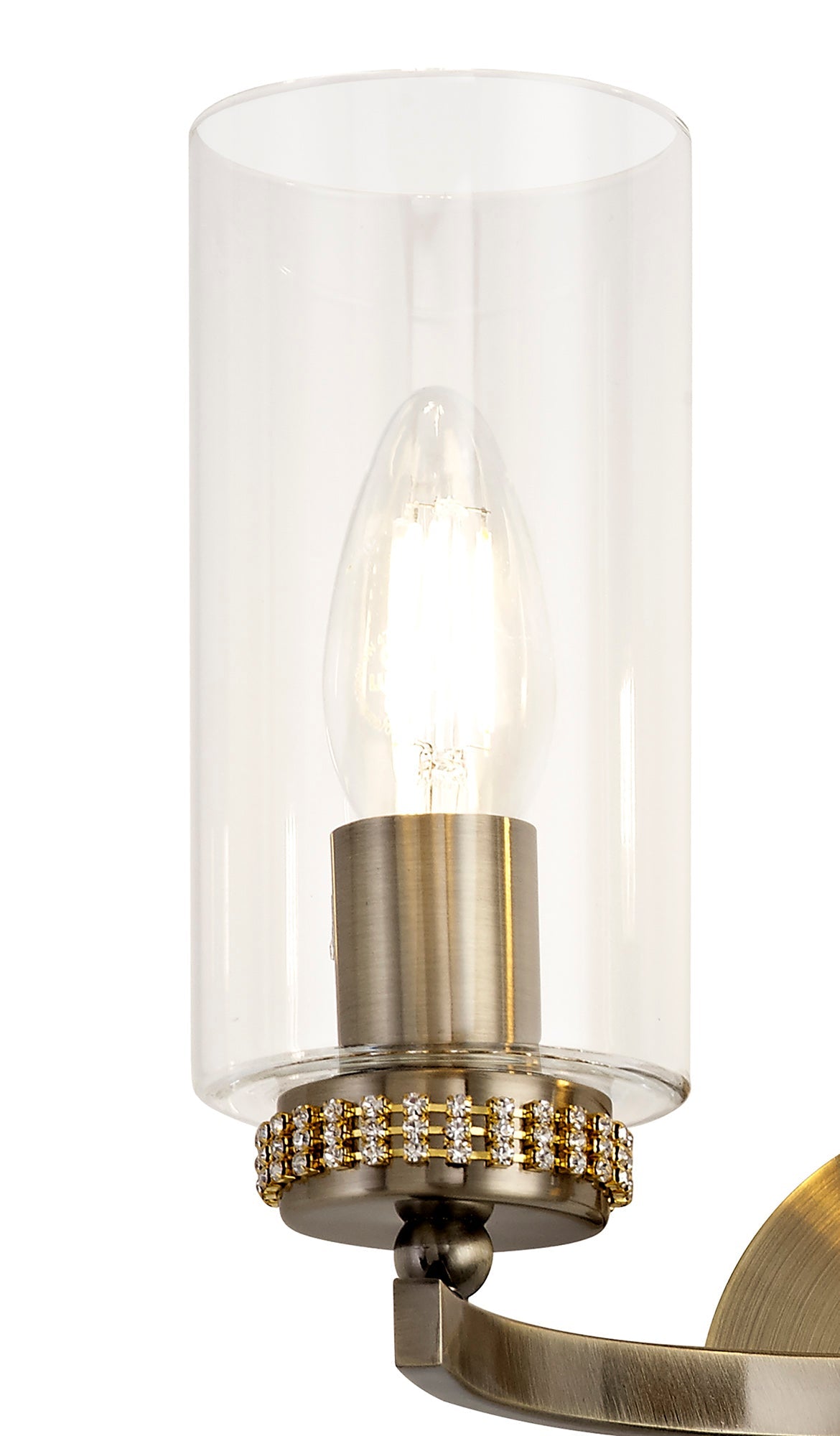 Disley Wall Lamp Switched, 2 x E14, Antique Brass