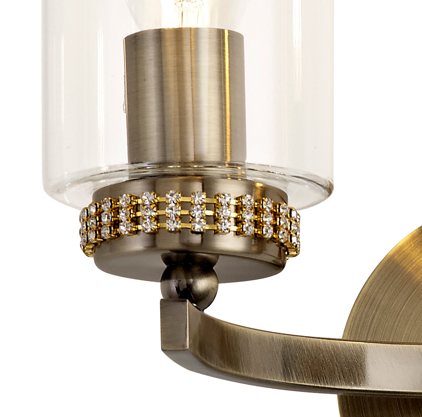 Disley Wall Lamp Switched, 2 x E14, Antique Brass