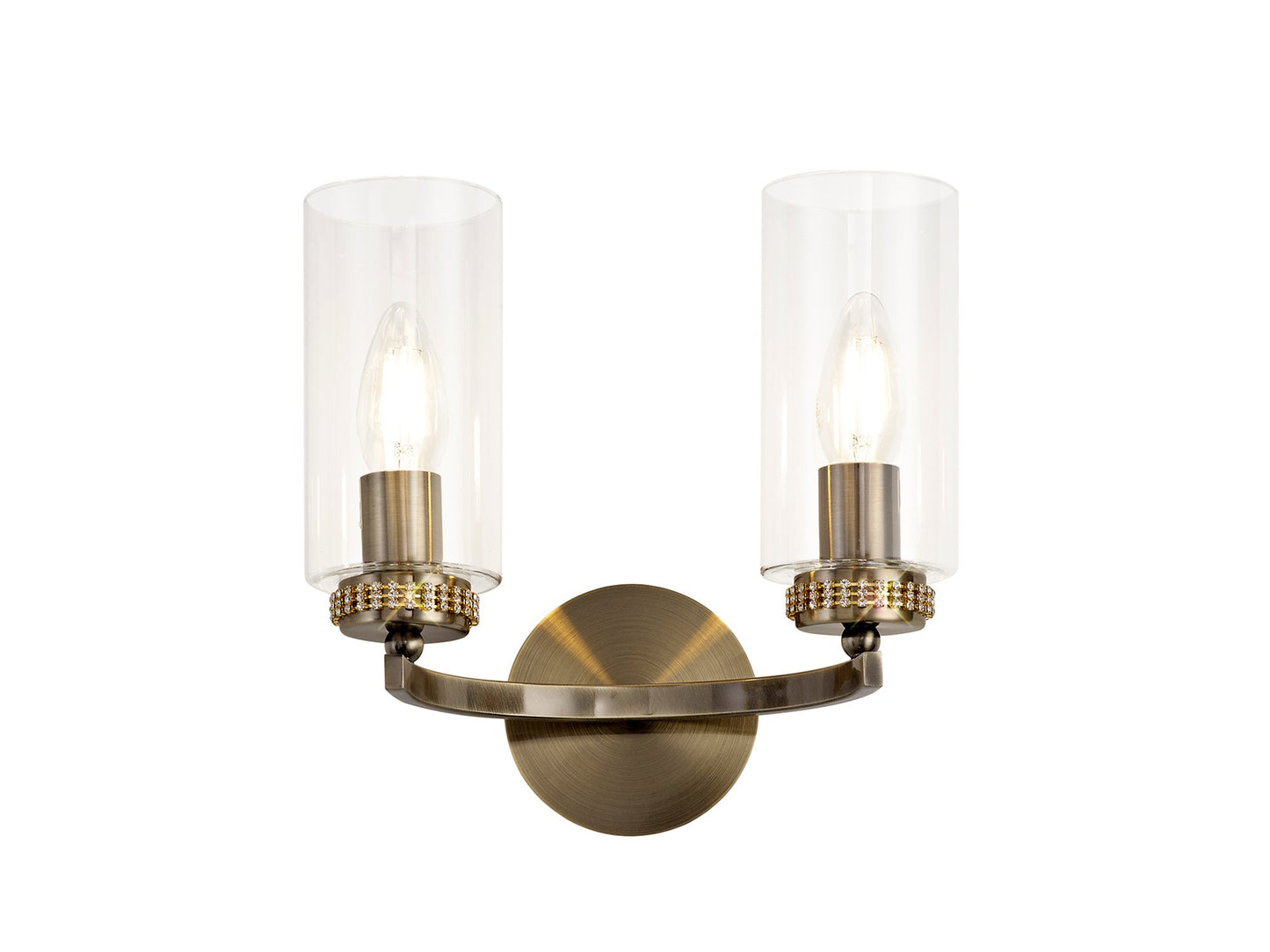 Disley Wall Lamp Switched, 2 x E14, Antique Brass