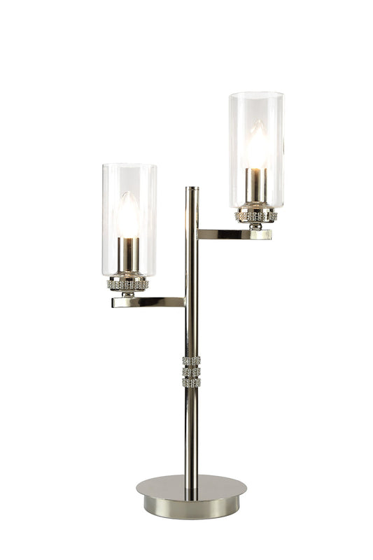 Disley Table Lamp, 2 x E14, Polished Nickel