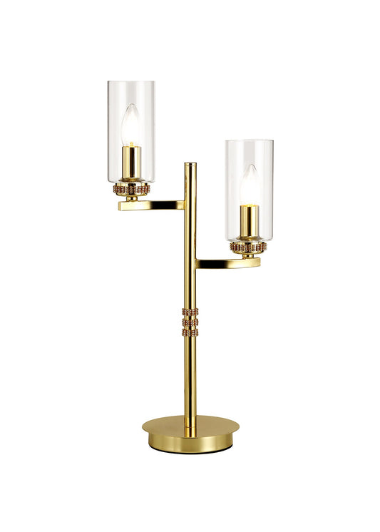 Disley Table Lamp, 2 x E14, Polished Gold
