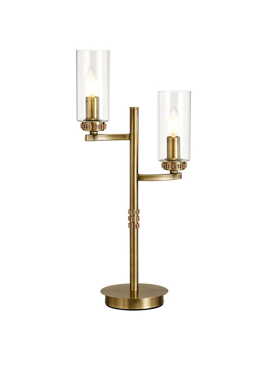 Disley Table Lamp, 2 x E14, Antique Brass