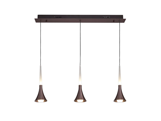 Dunham 3 Light Linear Pendant, 3 x 5W LED, 3000K, 431lm, Satin Brown, 3yrs Warranty 2