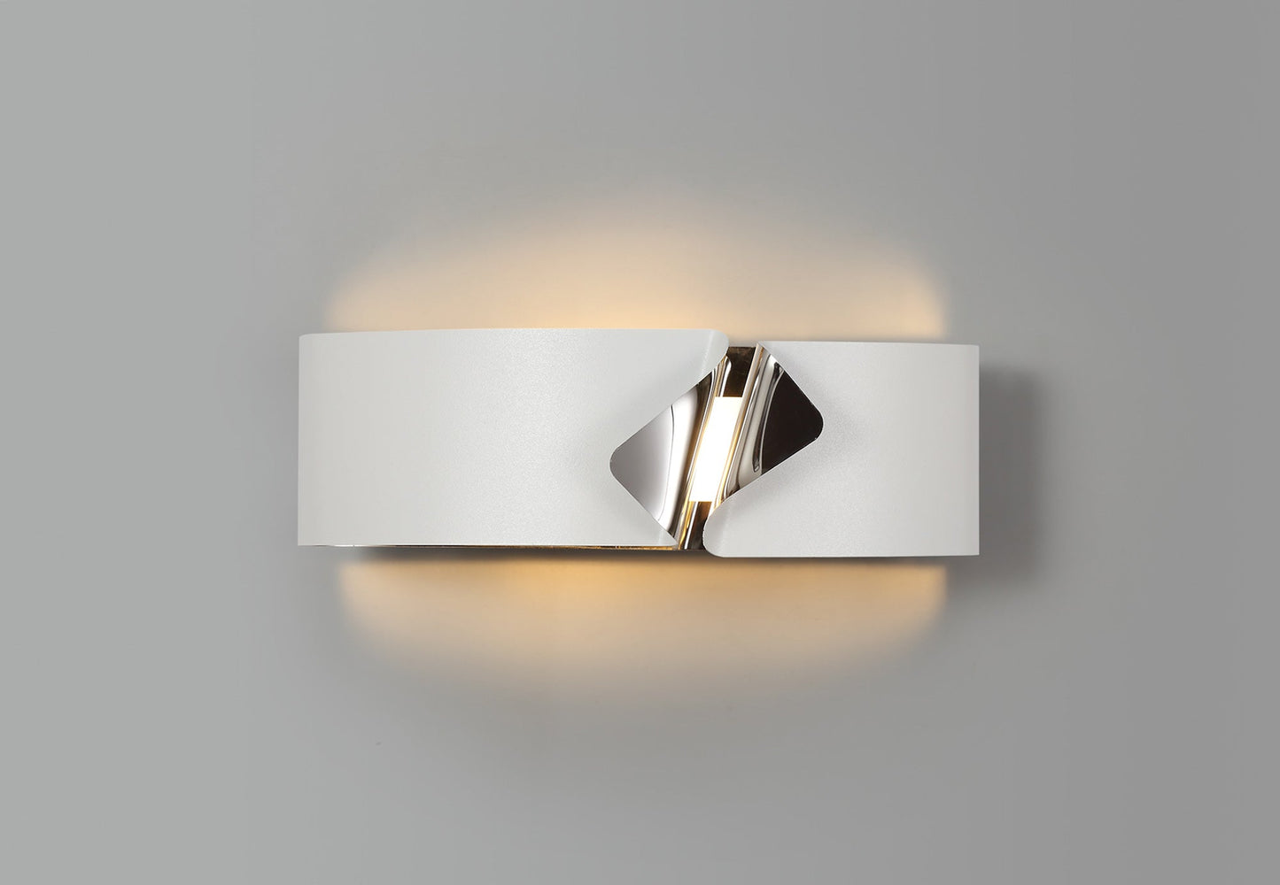 Elcho Wall Lamp, 1 x 10W LED, 3000K, 700lm, Sand White and Polished Chrome, 3yrs Warranty