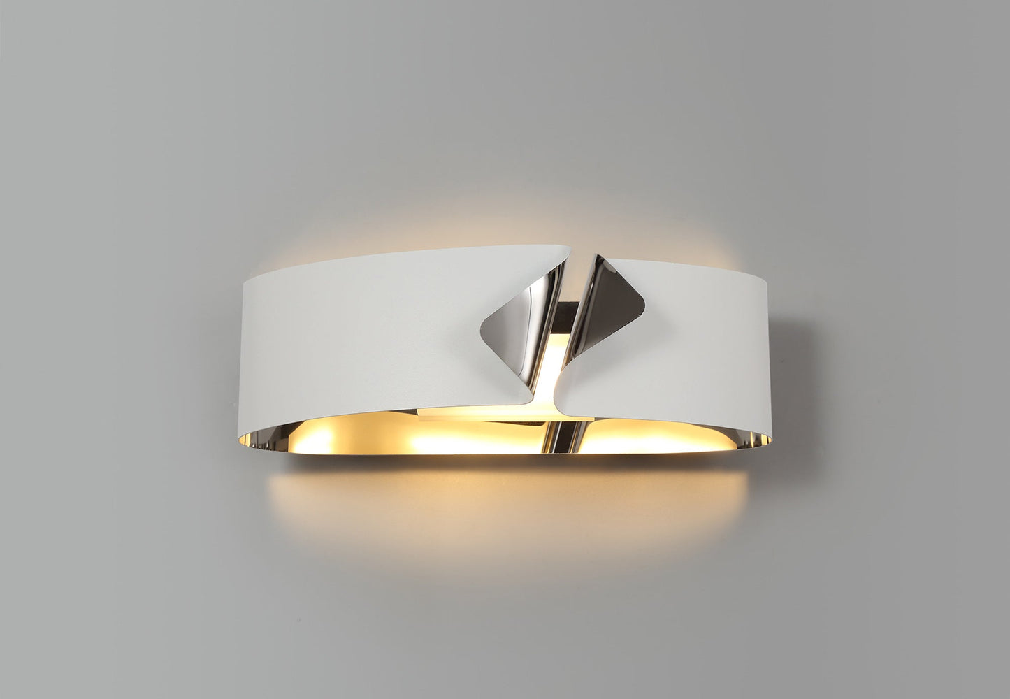 Elcho Wall Lamp, 1 x 10W LED, 3000K, 700lm, Sand White and Polished Chrome, 3yrs Warranty