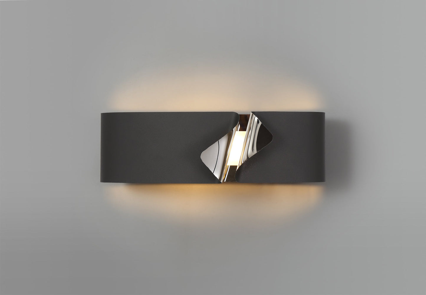 Elcho Wall Lamp, 1 x 10W LED, 3000K, 700lm, Sand Anthracite and Polished Chrome, 3yrs Warranty