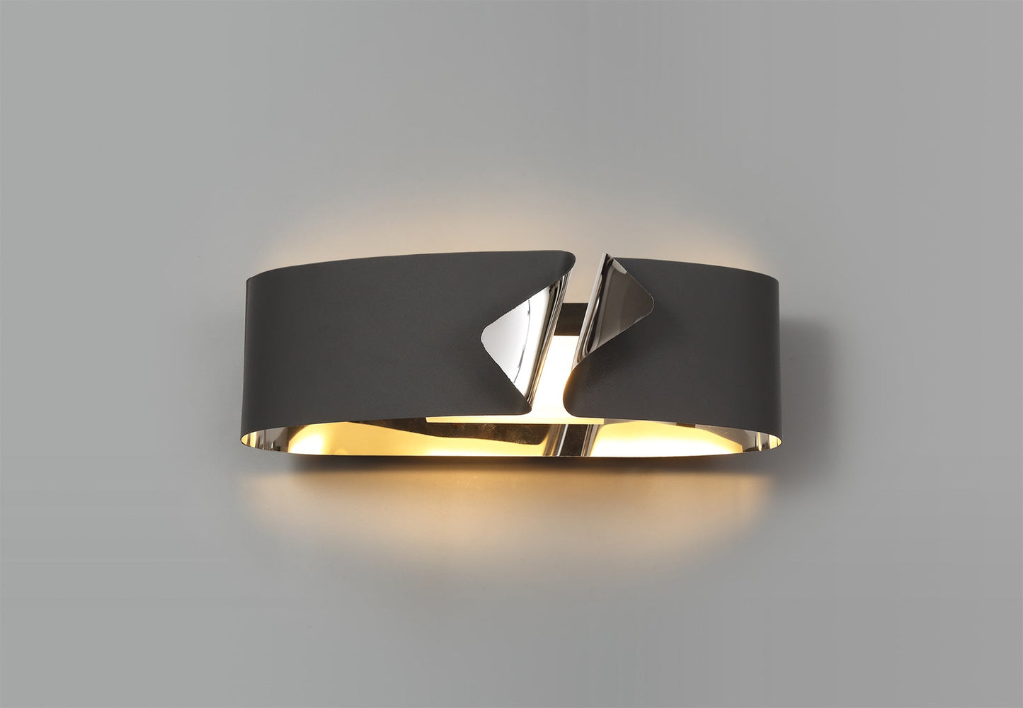 Elcho Wall Lamp, 1 x 10W LED, 3000K, 700lm, Sand Anthracite and Polished Chrome, 3yrs Warranty