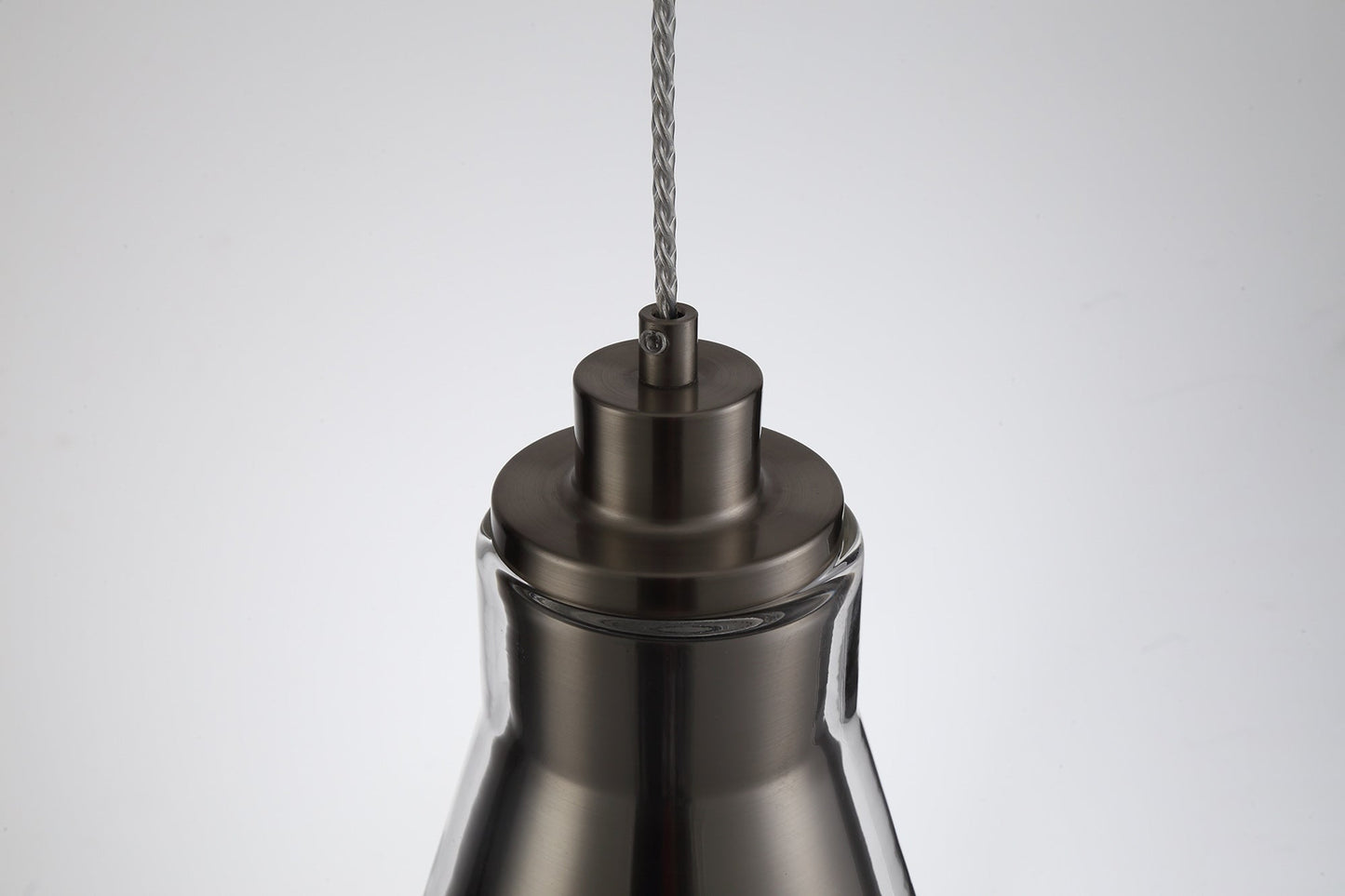 Gatley Pendant, 1 x E27, Satin Nickel and Clear Glass