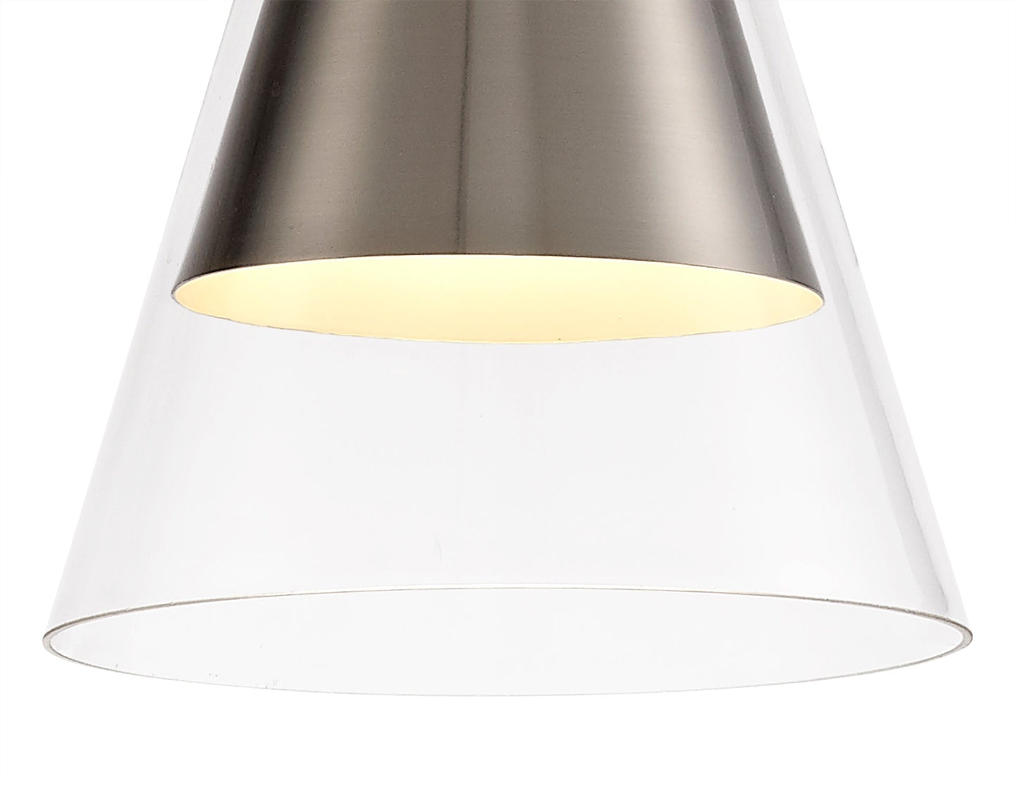 Gatley Pendant, 1 x E27, Satin Nickel and Clear Glass