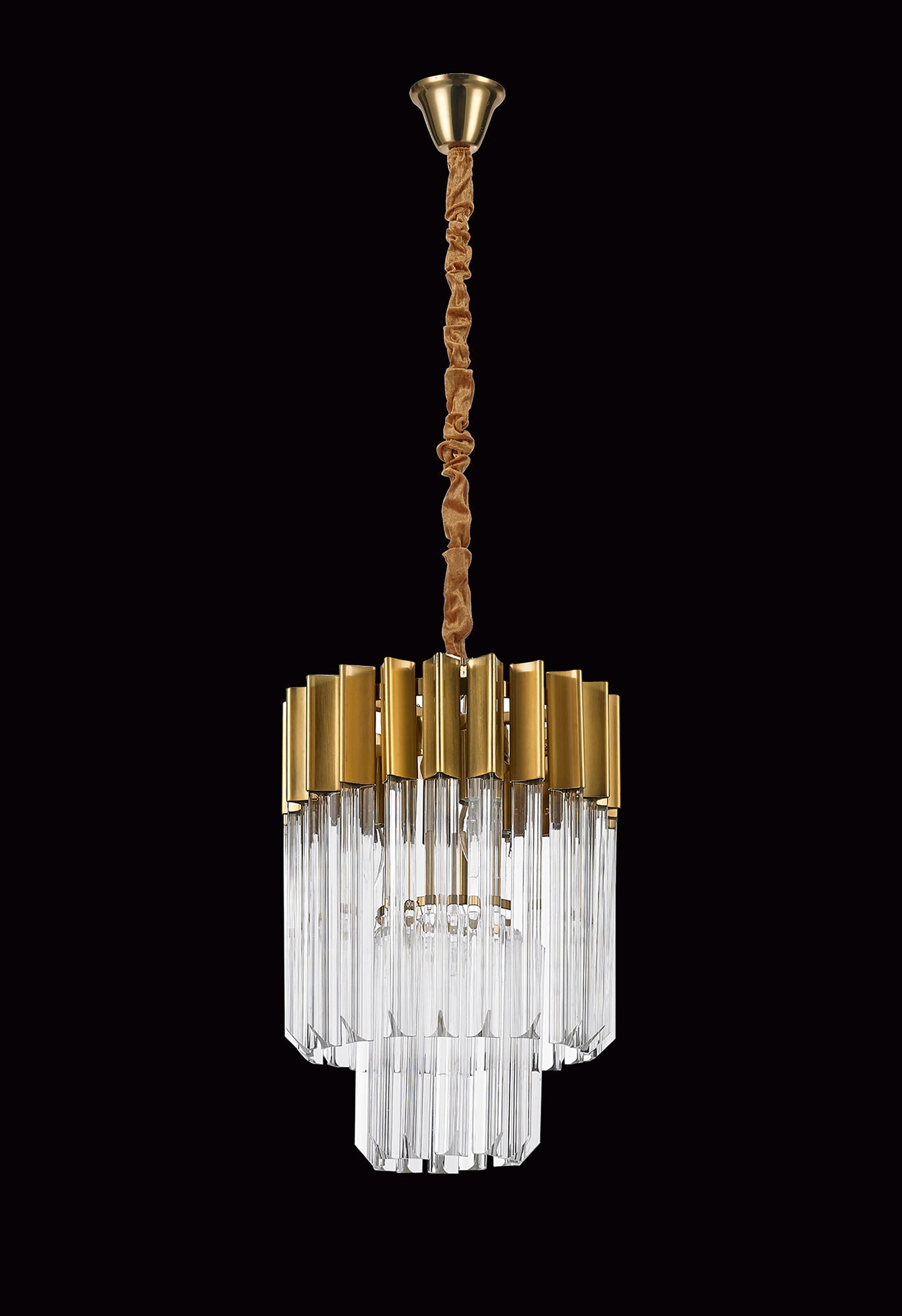 Hale Pendant Round 4 Light E14, Brass and Clear Glass