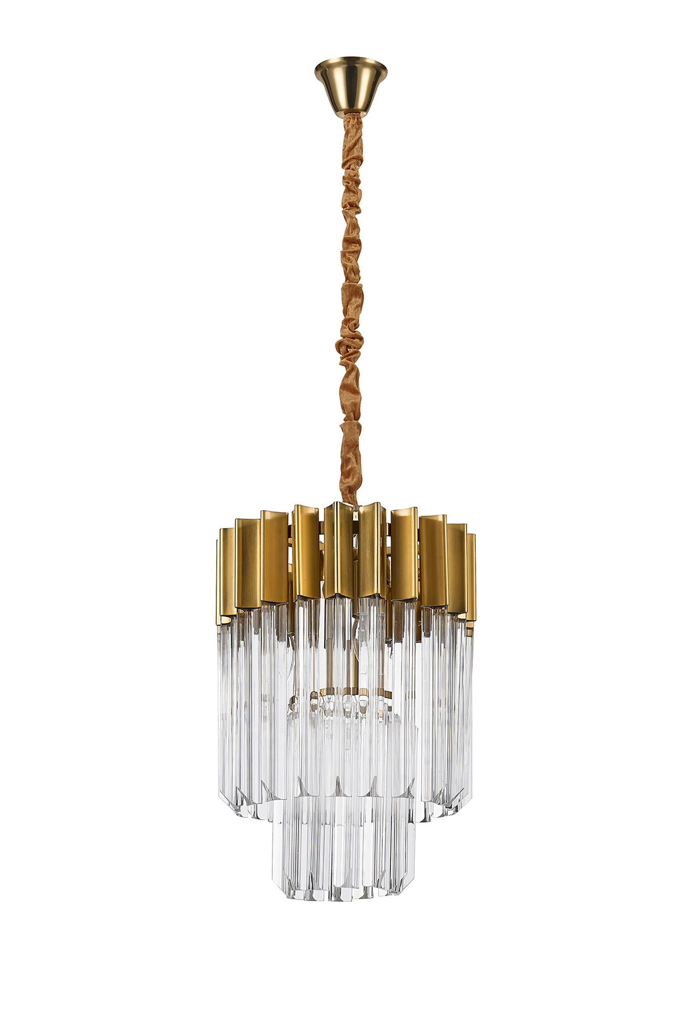 Hale Pendant Round 4 Light E14, Brass and Clear Glass