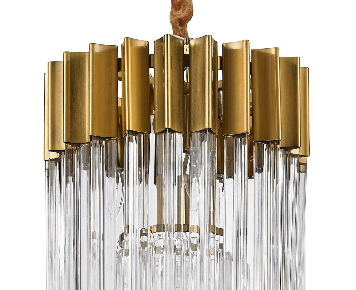 Hale Pendant Round 4 Light E14, Brass and Clear Glass