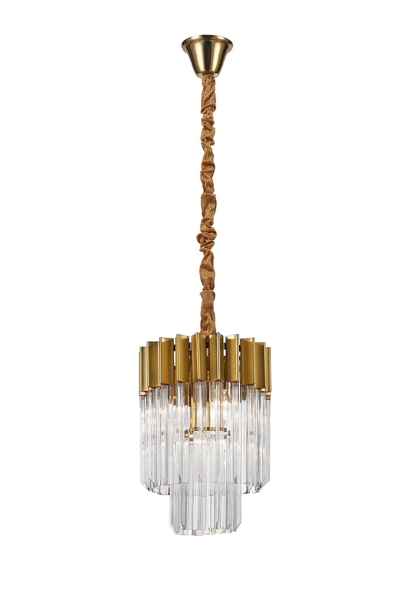 Hale Pendant Round 4 Light E14, Brass and Clear Glass