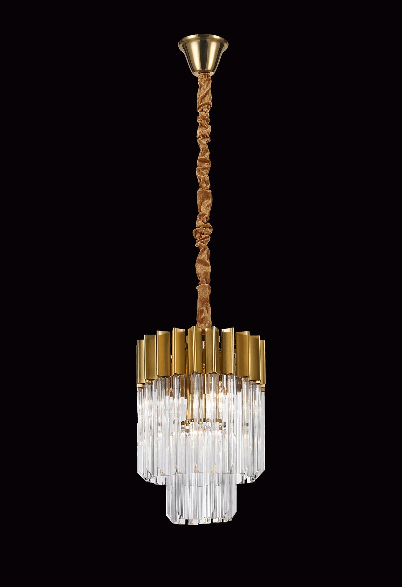 Hale Pendant Round 4 Light E14, Brass and Clear Glass