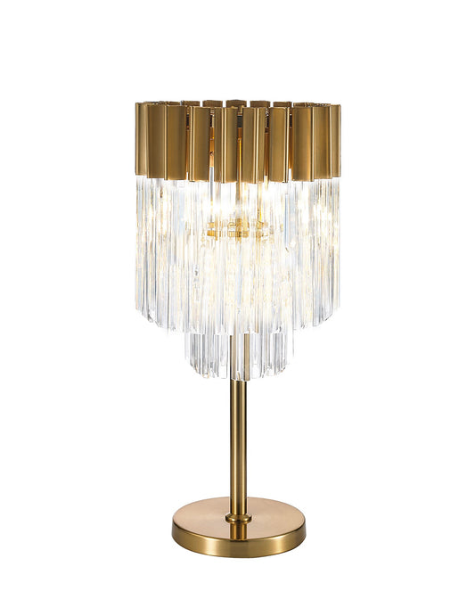 Hale Table Lamp 3 Light E14, Brass and Clear Glass