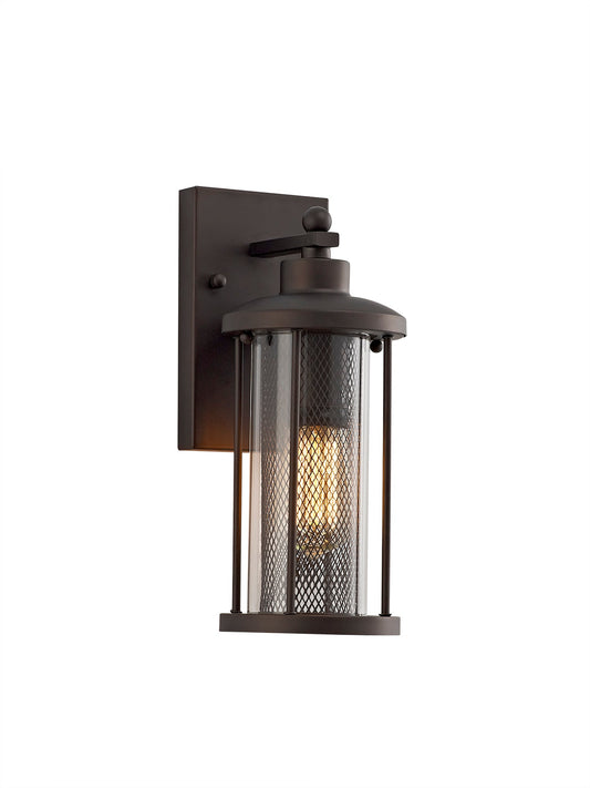 Harrop Small Wall Lamp, 1 x E27, Antique Bronze and Clear Glass, IP54, 2yrs Warranty