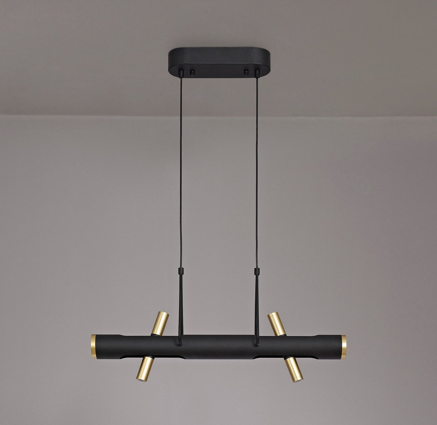 Hatchmere Linear Pendant , 4 x 2W LED, 3000K, 1120lm, Sand Black, Gold, 3yrs Warranty
