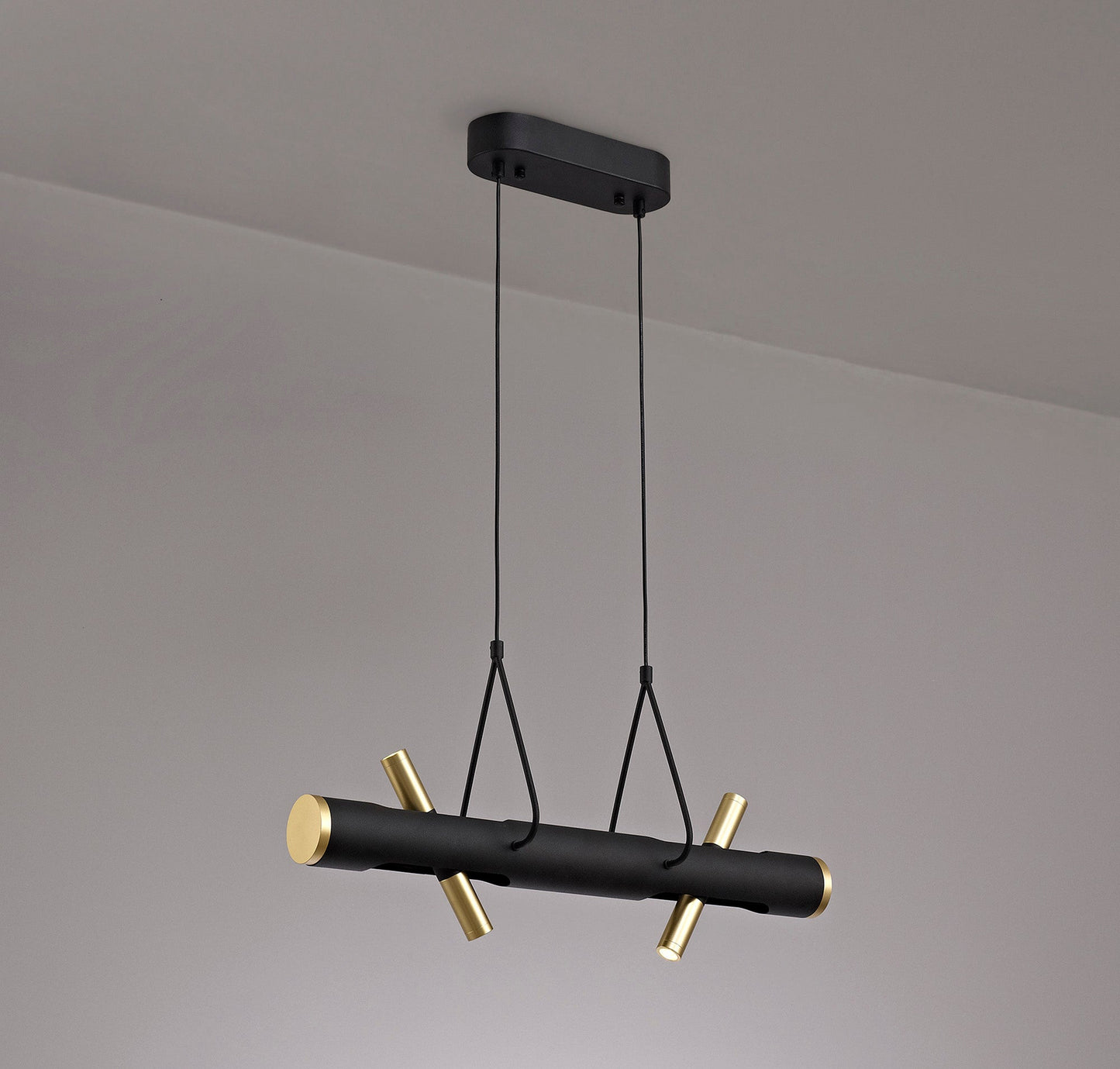 Hatchmere Linear Pendant , 4 x 2W LED, 3000K, 1120lm, Sand Black, Gold, 3yrs Warranty