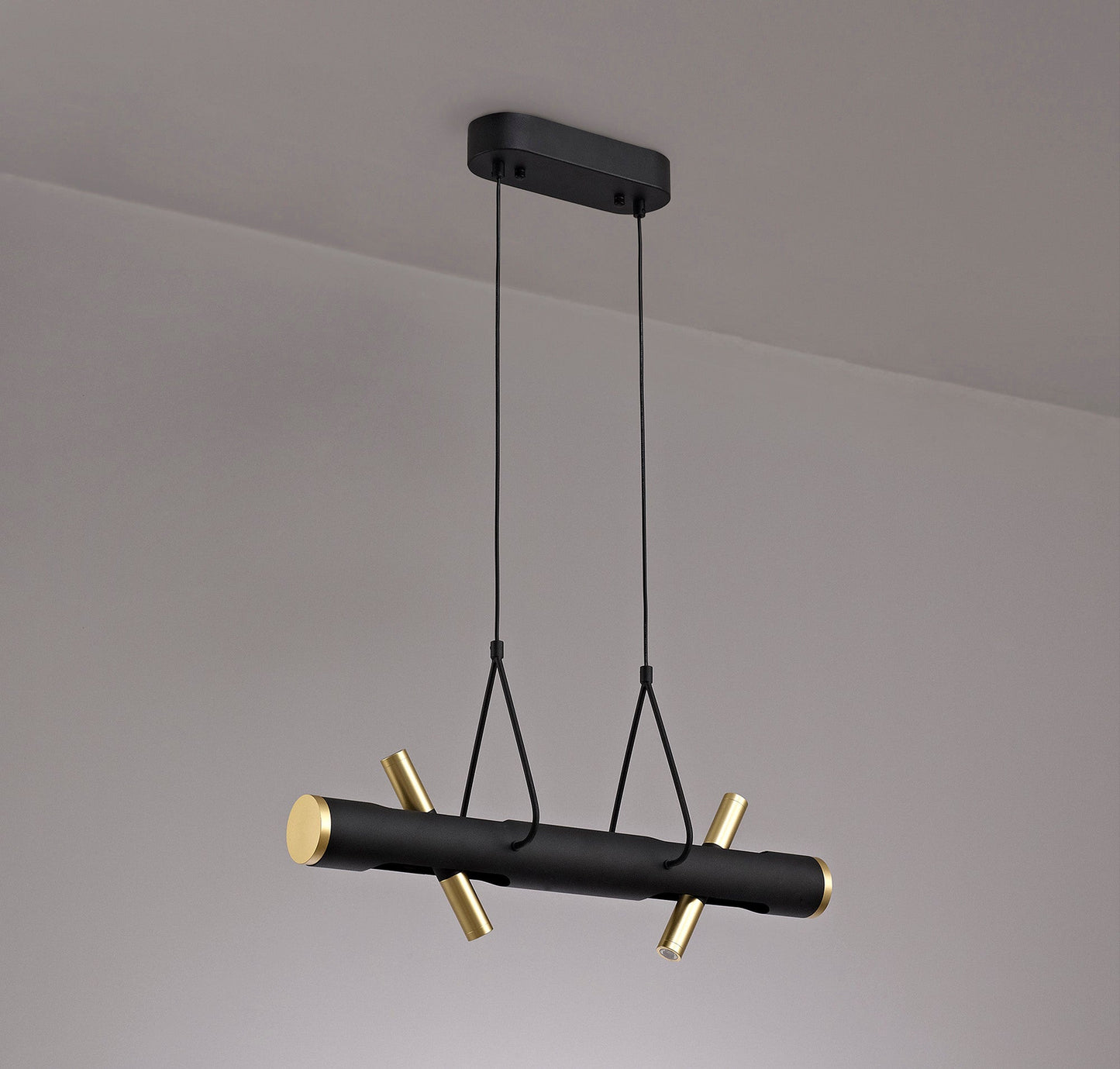 Hatchmere Linear Pendant , 4 x 2W LED, 3000K, 1120lm, Sand Black, Gold, 3yrs Warranty