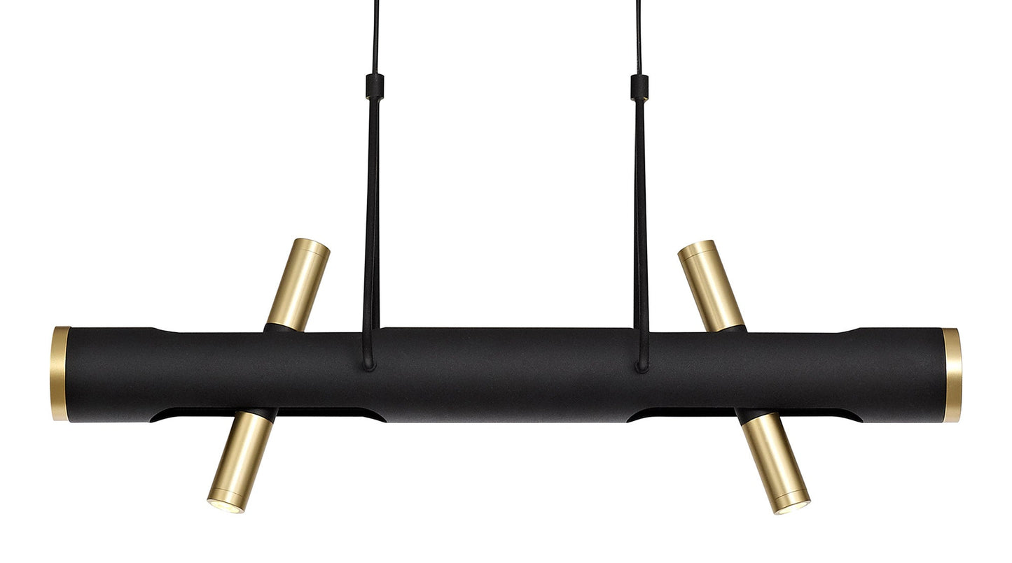 Hatchmere Linear Pendant , 4 x 2W LED, 3000K, 1120lm, Sand Black, Gold, 3yrs Warranty